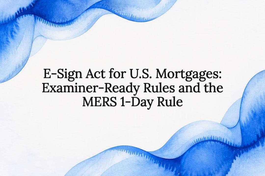 E-Sign Act for U.S. Mortgages: Examiner-Ready Rules and the MERS 1-Day Rule