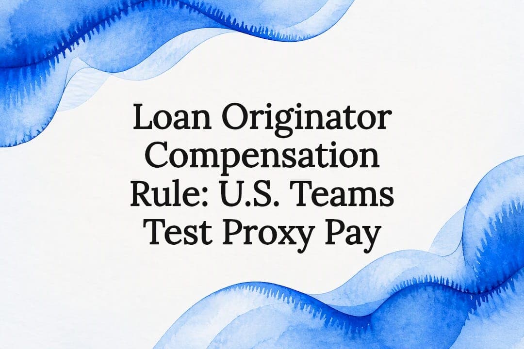 Loan Originator Compensation Rule: U.S. Teams Test Proxy Pay